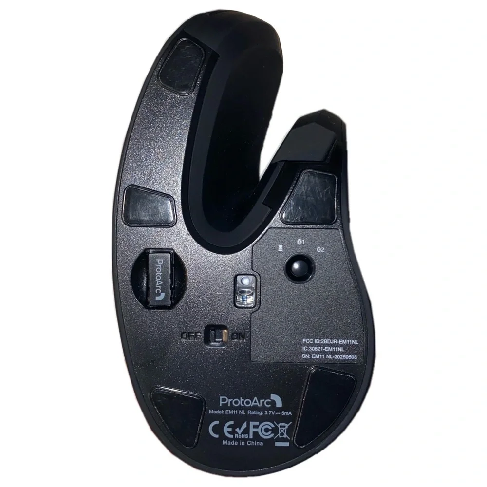ProtoArc 2.4GHz Wireless Vertical Ergonomic Right-Handed Mouse, EM11 NL Black